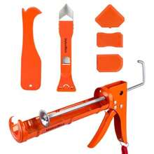ValueMax Caulking Gun And Caulk Removal Kit 10oz Smooth Silicone Caulking Gun With Caulk Remover Tool 10:1 Thrust Ratio Sealant Finishing Tool Grout Scraper For Caulking Filling Sealing - As Pic - View 1