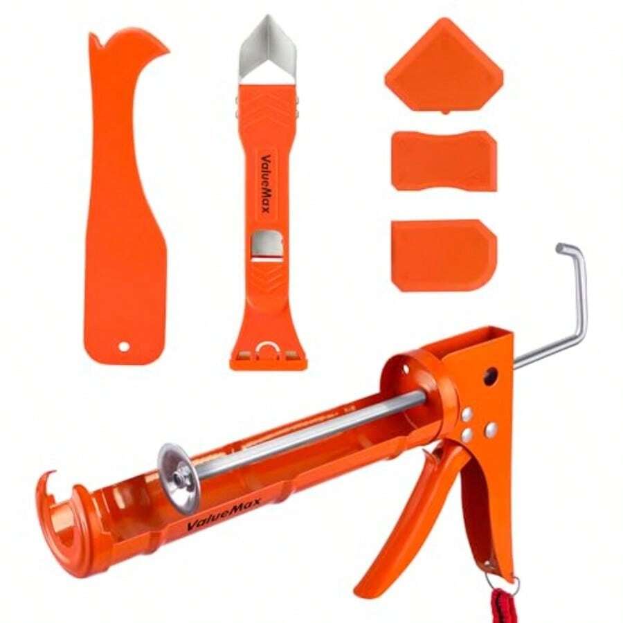 ValueMax Caulking Gun And Caulk Removal Kit 10oz Smooth Silicone Caulking Gun With Caulk Remover Tool 10:1 Thrust Ratio Sealant Finishing Tool Grout Scraper For Caulking Filling Sealing - As Pic - View 1