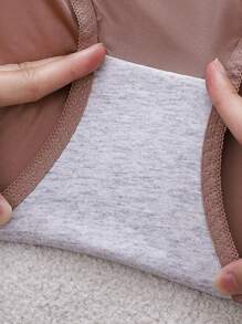 5pcs Ladies Solid Color French Satin Sexy Lace Lace Bow Mid-Waist Triangle Panties