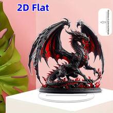 2D 亚克力哥特式龙雕像带支架，适合装饰桌面、卧室、办公室、餐厅、酒吧、浴室、客厅和厨房，是完美的节日礼物 - 彩色 - 查看 5