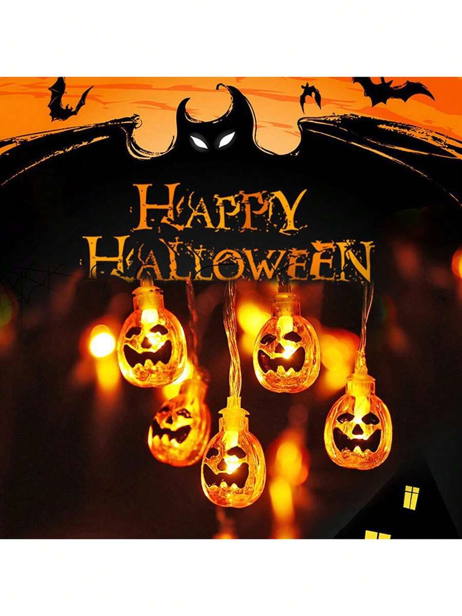 1 件 1.5/3/6 米 10/20/40LED 万圣节树脂南瓜灯串，由干电池供电（不含电池），采用恐怖树脂南瓜设计，用于庭院、门廊、露营派对装饰、万圣节树和窗户装饰、万圣节装饰、节日灯饰、怪诞氛围、电池供电灯万圣节装饰灯家居装饰派对装饰万圣节装饰房间装饰万圣节花园装饰礼物仙女