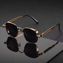 Gafas de moda elegantes y versátiles para la oficina y el transporte, con protección UV400 y estructura de metal cuadrada, ultraligeras