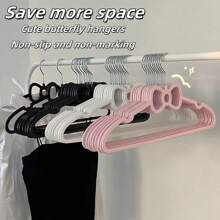 10pcs/20pcs 2025 Latest Popular Bow Plastic Hangers, 360° Rotatable Hooks, Storage Clothes, Underwear, Suspenders, Pants, Skirts, Etc., Suitable For Dormitories And Households, Tidying Up Wardrobes, Saving Space, Non-Slip And Traceless