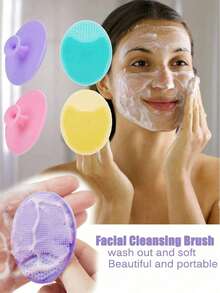 1/2 Facial Cleansing Brush, Mini Handheld Oval Scrubbing Brush Massage Brush, Deep Cleansing Facial Cleanser, Gentle Exfoliating And Massaging Facial Soap, Skincare Facial Tools, Travel Items, Wedding, Christmas Party, Mother's Gift, Home, Room, Home Decoration, Christmas Gift, Mother's Gift, Color And Style Random - Multicolor - View 13