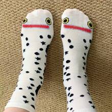 1 Paar unisex bunte gestreifte Socken mit Aal- und Tiermuster in Wadenlänge, vielseitige Spaßsocken für alle Jahreszeiten