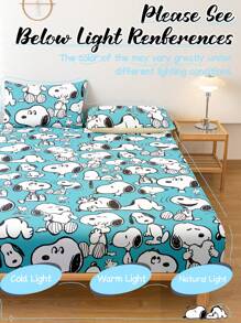 SNOOPY 1 pieza Sábana ajustada, Ropa de cama de Snoopy, Protector de colchón, Cubrecama, Sábana ajustada cómoda y transpirable, Protector de colchón antipelusas, Cubrecama con estampado de dibujos animados, Artículos de Snoopy, Decoración del hogar de Snoopy, Anti polvo y antideslizante, Apto para camas de todos los tamaños - Individual, Doble, Queen, King, Adecuado para todas las estaciones, No incluye almohada ni funda de almohada, Lavable a máquina, Regalo perfecto para ocasiones festivas
