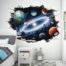 1 件太空银河宇宙墙贴花 - 现代卡通客厅和卧室 PVC 贴花，自粘天体设计与星星和行星，易于粘贴家居装饰，卧室墙壁艺术 | 太空主题装饰 | 自粘装饰，月亮装饰墙装饰房间装饰墙贴贴纸 - 圖片色 - 查看 6