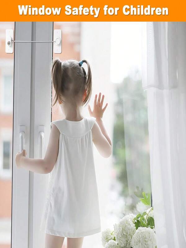1 pieza Cerrojo de seguridad infantil de ABS, limitador de ventana, evita que niños y mascotas la abran, evita accidentes, protege la seguridad de tu hogar