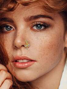 1 件 20G 吊坠鼻环女式不锈钢鼻穿孔饰品软骨耳环 CZ 花朵领结水滴十字耳屏耳轮唇穿孔，银金吊坠鼻环吊坠鼻穿孔首饰套装可爱鼻环耳环吊坠软骨耳环女士时尚配饰