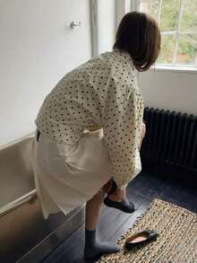 Women's Young Fashion Polka Dot Jacket Top Long Sleeve Short Jacket