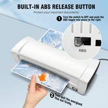 AutoFu A4 A5 A6 Laminator Machine, Hot & Cold Laminator, 230MM Wide, 2-4 Min Warm Up, Laminating Machine Thermal With Laminating Sheets For A4/A5/A6