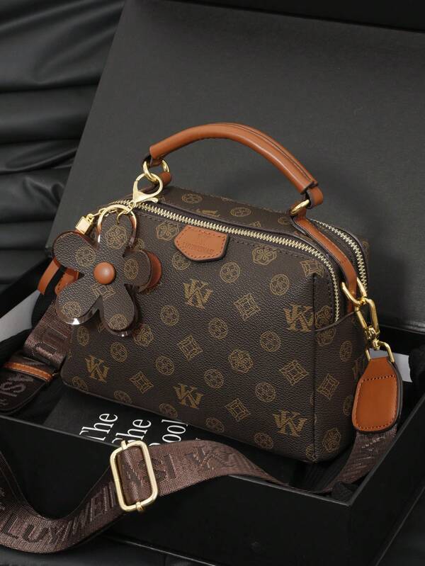 Bolsa Transversal Floral de Moda Feminina, Bolsa de Ombro para Compras, Deslocamento, Uso Diário Casual, Grande Capacidade
