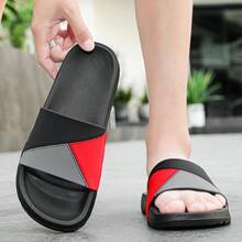 男士系带一脚蹬拖鞋，夏季浴室淋浴沙滩休闲防滑越南人字拖，时尚百搭大码 - 黑色 - 查看 4