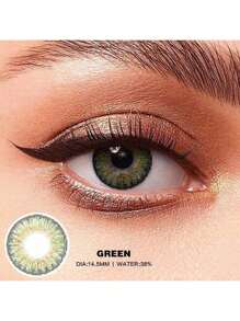1 副灰色隐形眼镜眼妆美容年抛直径 14.5 毫米适合日常约会和夏季节日聚会和派对活动万圣节服装角色扮演 - 綠色 - 查看 2