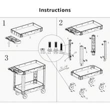 Commercial Grade 2 Shelf Utility Cart With Wheels - Rolling Tool Trolley, Heavy Duty Service Push Cart For Business Warehouse Office Restaurants Ecommerce Garage - màu đen - Xem 6