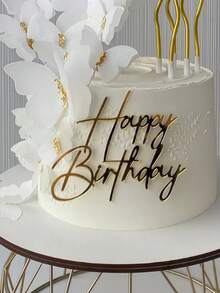 1PC Gold Acrylic Birthday Cake Toppers - Premium Happy Birthday Cake Decorations For Cake & Party Decoration - A - View 7