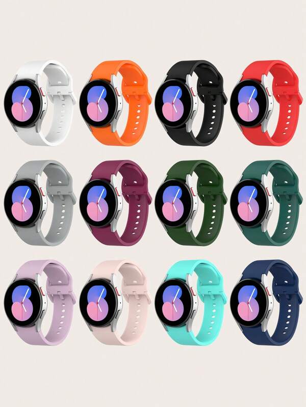 1 pieza Correa de silicona unisex de liberación rápida y lisa compatible con Samsung Watch 7/6/5/4, compatible con tamaños de 40mm/42mm/43mm/44mm/45mm/46mm/47mm