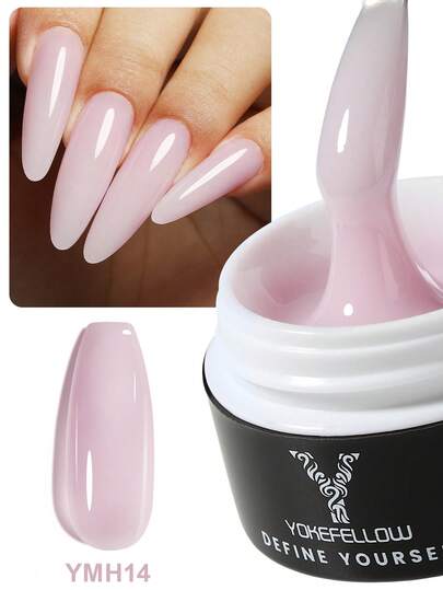 YOKEFELLOW 15g Builder Nail Gel, Nail Extension Gel Jelly Nude Pink Builder Gel Thickening Strengthen Nail Enhancement Nail Extension, Long-Lasting Gel Nail Soak Off UV LED, Nail Art Design Salon For Woman Girls & For A Holiday Gift