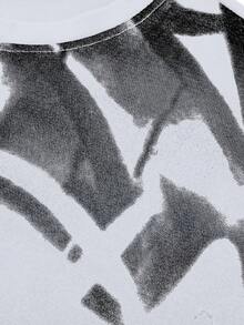 Áo thun cổ tròn in họa tiết đồ họa màu đen, áo thun tay ngắn dáng rộng thoải mái cho nam, phong cách thể thao tối giản mùa hè đa năng - trắng - Xem 6