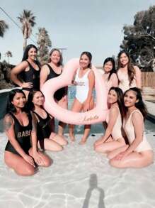 1 pezzo - Palloncini a forma di cuore personalizzati di grandi dimensioni, anelli galleggianti gonfiabili personalizzati per piscina di matrimonio, anelli da nuoto gonfiabili a forma di cuore rosa personalizzati, anelli da nuoto a forma di cuore con testo personalizzato, salvagente galleggiante per adulti e donne