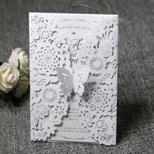 50 piezas Tarjetas de invitación con corte láser en forma de cruz hueca de rosa para bodas, fiestas, Día de San Valentín y tarjetas de felicitación de vacaciones