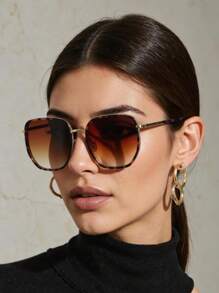 1 buc femei multicolor leopard cupru geometric ramă completă delicată vintage business casual femei la modă ochelari de vedere pentru ținută de birou, ținute de vacanță, ieșiri în familie, accesorii ținute de întâlniri formă pătrată nuanțe