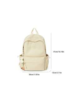 1 pièce Sac à dos grande capacité de style japonais Harajuku, de couleur unie simple et à la mode, avec fermeture éclair en nylon. Conception de niche, bretelles réglables confortables et polyvalentes. Sac à dos lisse pour la rentrée scolaire, convenant aux sorties, à l'extérieur et à un usage quotidien. C'est le cadeau parfait pour les adolescents (sans pendentifs inclus)