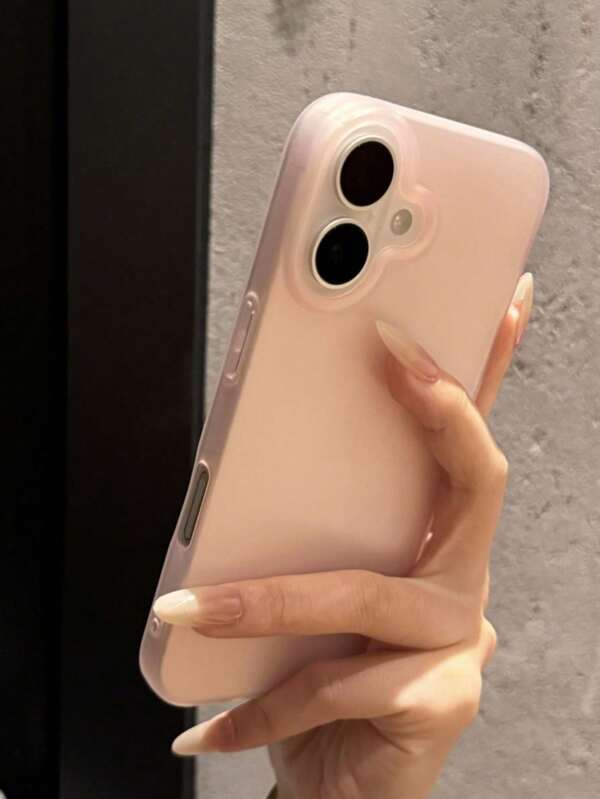 1pc Minimalist Matte Semi-Transparent Pink Phone Case, Compatible With IPhone 16, 16 Pro, 16 Plus, 16 Pro Max, 15, 14 Pro Max, Plus, 12, 13, 11, Soft TPU Shock-Resistant Anti-Fall Full Cover Ultra-Thin Back Cover