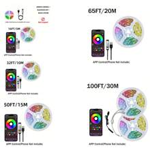 1/2 Rolle Raumdekor LED Beleuchtung, 130ft/100ft/65ft/50ft/32,8ft/16,4ft RGB LED Streifen Beleuchtung für Heim Dekoration, Festivalparty, Wohnzimmer, Schlafzimmer, hochwertige LED Lichtleiste, Geschenk TV Hintergrundbeleuchtung, 1m-5m (ohne Fernbedienung)