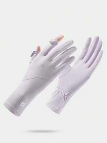 1 Pair Of Ice Silk Sun Protection Gloves For Women In Summer, Anti Slip, UV Resistant, Sunshade, Breathable, Give To Girlfriend - Multicolor - View 10