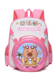 1 pieza Nueva mochila de alta gama para niña con diseño lindo de capibara de nailon, nuevo bolso de moda, combinación de colores frescos y estimulantes, estilo juvenil de niña, correas ajustables, casual y de moda, muy adecuado para salir y también como regalo para amigos