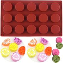 قالب سيليكون لتشكيل الحلويات والكيك والحلوى الفرنسية والموس والثلج المجوف بقطر 4 سم وإرتفاع قصير و15 حُفرة