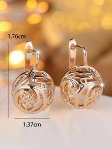 1 对波西米亚镂空孔雀翅膀设计铜耳环扣耳环，奢华派对节日日常佩戴女士耳环，适合所有季节 - 香檳金色 - 查看 3