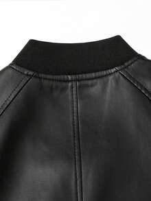 Plus Size Men's Long Sleeve Business Gentleman Jacket, Zipper Front Faux Leather Pocket Decor Jacket, Suitable For Spring & Autumn - Black - View 7