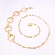 Milakoo Y2K Star Moon Chain Belt For Women Waist Metal Link Chunky Chain Adjustable Size Belly Belt - CMoon-金 - 查看 3