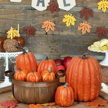 Fall Pumpkin Decor | 7 PCS Large Orange Fake Pumpkin Fall Decorations, Artificial Pumpkins Harvest Faux Foam Pumpkins For Fall Autumn Halloween Thanksgiving Decorations Outdoor Home Decor Halloween Decor Room Decor