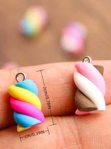 5 Stücke, 20mm digitale bunte Eiswaffel Anhänger. Geeignet für Frauen zum Herstellen von Ohrringen, Halsketten, Armbändern, Haarschmuck. Schlüsselanhänger-Charm. DIY Charm Anhänger. DIY Schmuckherstellung Zubehör.