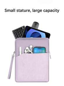 1pc Polyester Material Pink Lightweight Zipper Large Capacity Multi-Layer Electronic Notebook With Padded Travel Protective Case, Suitable For 8"/11"/12.9" Tablets