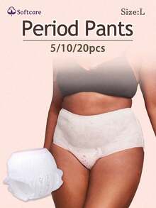 5/10/20pcs, Absorbent Underwear, Protective Underwear, Comfortable Style, Menstrual Underwear, Disposable Underwear, Super Absorbent, Patented Design, Refreshing And Comfortable, 3D Protective Barrier, Sanitary Napkin, Leak-Proof, Breathable, Highly Absorbent, Odor-Eliminating, Sleep Soundly All Night, Suitable For Business Trips, Menstruation, Postpartum, Post-Operative Care, And Travel. - White - View 1