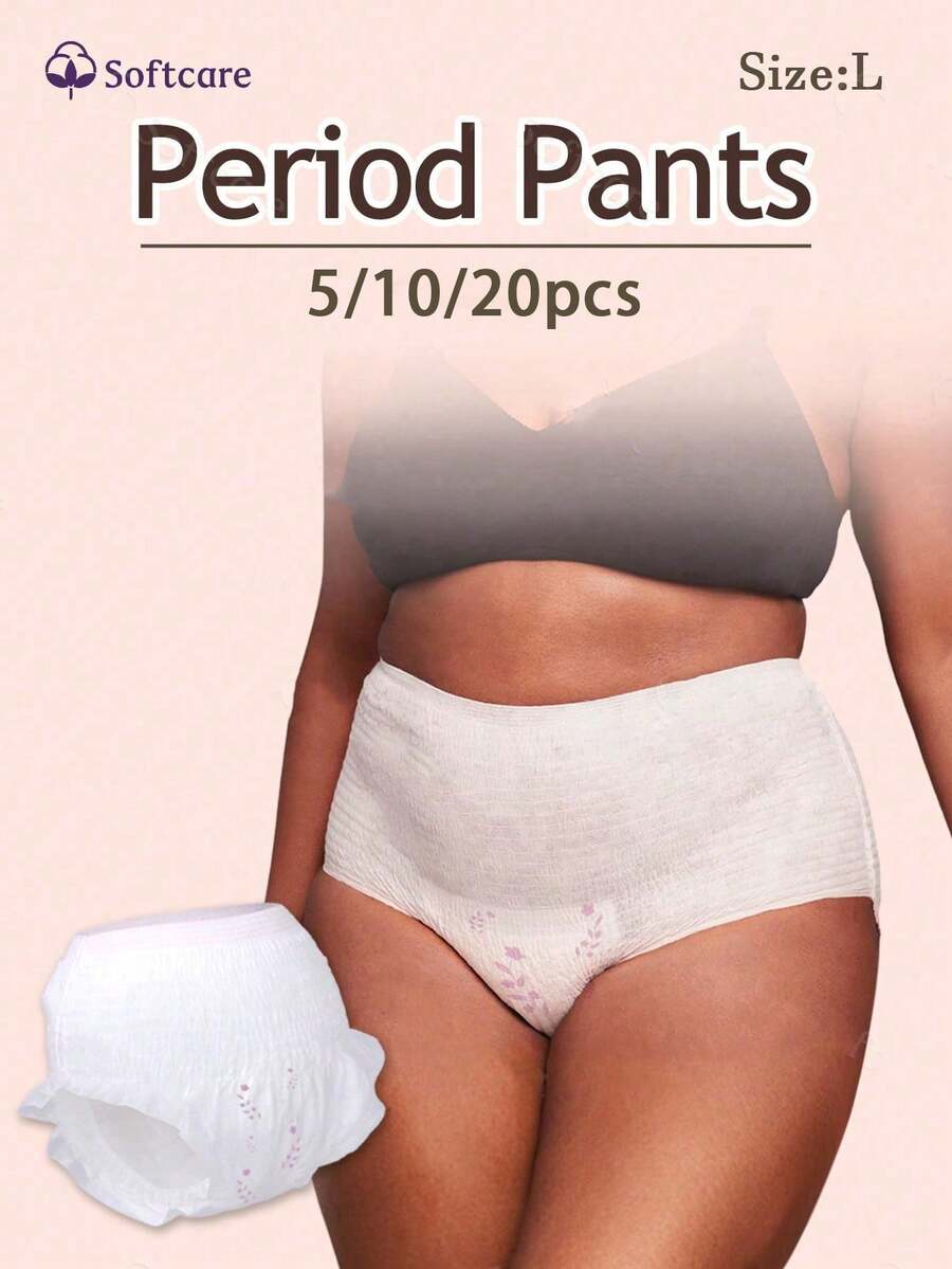 5/10/20pcs, Absorbent Underwear, Protective Underwear, Comfortable Style, Menstrual Underwear, Disposable Underwear, Super Absorbent, Patented Design, Refreshing And Comfortable, 3D Protective Barrier, Sanitary Napkin, Leak-Proof, Breathable, Highly Absorbent, Odor-Eliminating, Sleep Soundly All Night, Suitable For Business Trips, Menstruation, Postpartum, Post-Operative Care, And Travel. - White - View 1