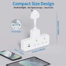 LIPWEL LIPWEL, A Wall Expansion Plug, Whitemodern Style, Two Sockets, With OneUSB-A Interface And One USB-Cinterface, One-Button Switch Controlwith A Power Indicator Light, Suitable For Home, Office, Kitchen, Power Strip, Power Expansion Plug