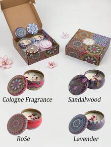 4/1 Scented Candle Set With Colorful Box, Multiple Scent Combinations, Pleasant & Rich Fragrance, Smokeless, Long Burning Time - Christmas Gift Ideal For Family & Friends,Christmas Candle,Gift Sets For Women For Wedding, Birthday, Festivals, Wedding Souvenirs,Aromatherapy Candles For Home,Candle Present For Men And Women, For Birthday Christmas Day Yoga Bath, Valentine's Day Gift, Home, Hotel Decoration, Retro Pattern Design, Soy Wax, - Multicolor - View 16