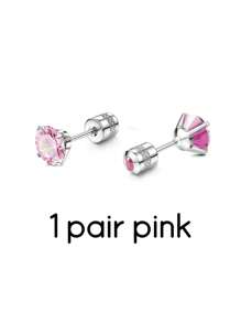 5/1 Pair Fashion Colored Zirconia Men's Earrings Set - Hypoallergenic 316L Stainless Steel Punk Ear Bone Studs For Daily Wear