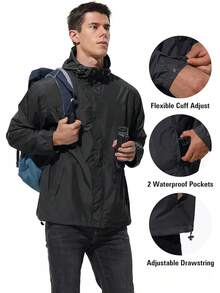 GYHSLightweight Rain Waterproof Windbreaker Packable Rain Coat - 深灰色 - 查看 11
