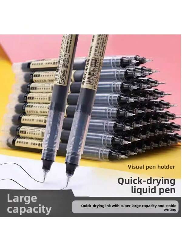 10 Stücke gerade Tintenroller Schnell trocknend Unterschrift Gelroller 0,5 mm Schwarz Blau Tinte Schule Büro Kugelschreiber Schreibwaren Rollerball Stift
