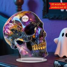 Halloween Skull Decor 2D Flat Acrylic Skeleton Head Decorations Tabletop Ornaments For Home Holiday Party