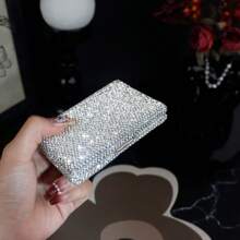 1PC ,Luxury Rhinestone Encrusted Credit Card Holder, Card Case, And Business Card Case For Men And Women. Compact Design, Easy To Carry. Holds Business Cards, ATM Cards, And Cash. Perfect For Business, Travel, And Daily Use. An Ideal Gift For Holidays.