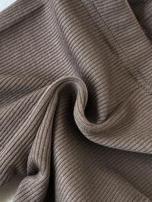 Baby Girl Comfy Lace Trim Chocolate Brown Casual Stripe Elastic Leggings - Chocolate Brown - View 10