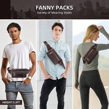 Leather Fanny Pack For Men Women, Fashion Waist Packs Small Crossbody Chest Bag With Adjustable Belt For Outdoor Travel Hiking Cycling - Coffee - View 2