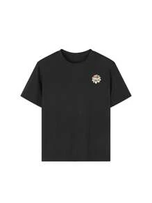 1pc Girls' Casual Round Neck Letter Print Short Sleeve T-Shirt, Summer Student Youth Wear - Minimalist English Graphic Tee Stimulates Imagination And Self-Expression